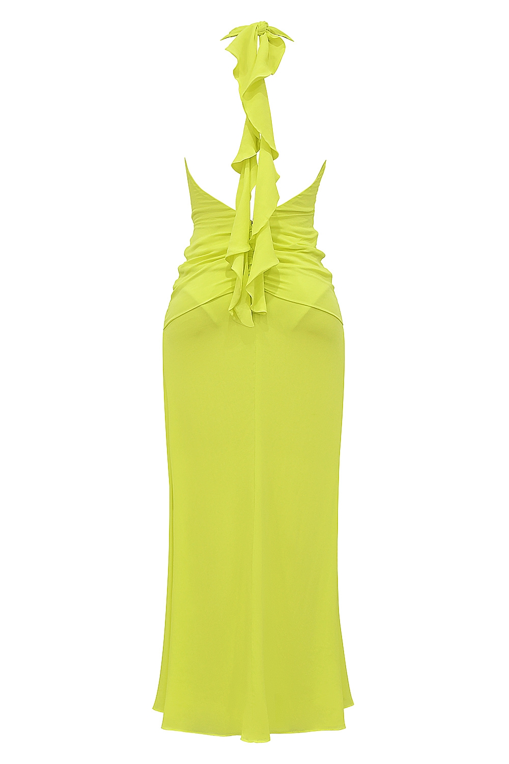 Olessia  Acid Lime Backless Halter Maxi Dress — image 12