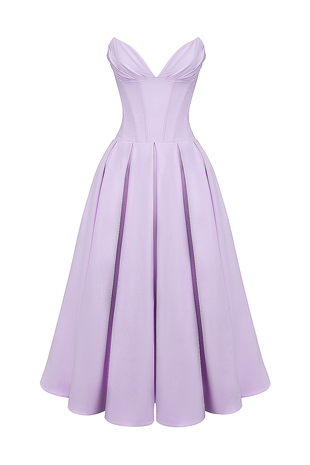 Lady  Orchid Twill Strapless Tulle Midi Dress — image 10