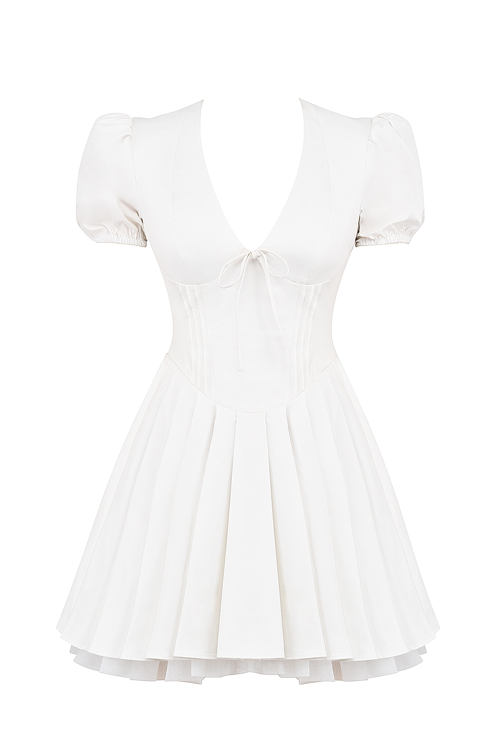 Imani  White Pleated Cotton Mini Dress — image 7