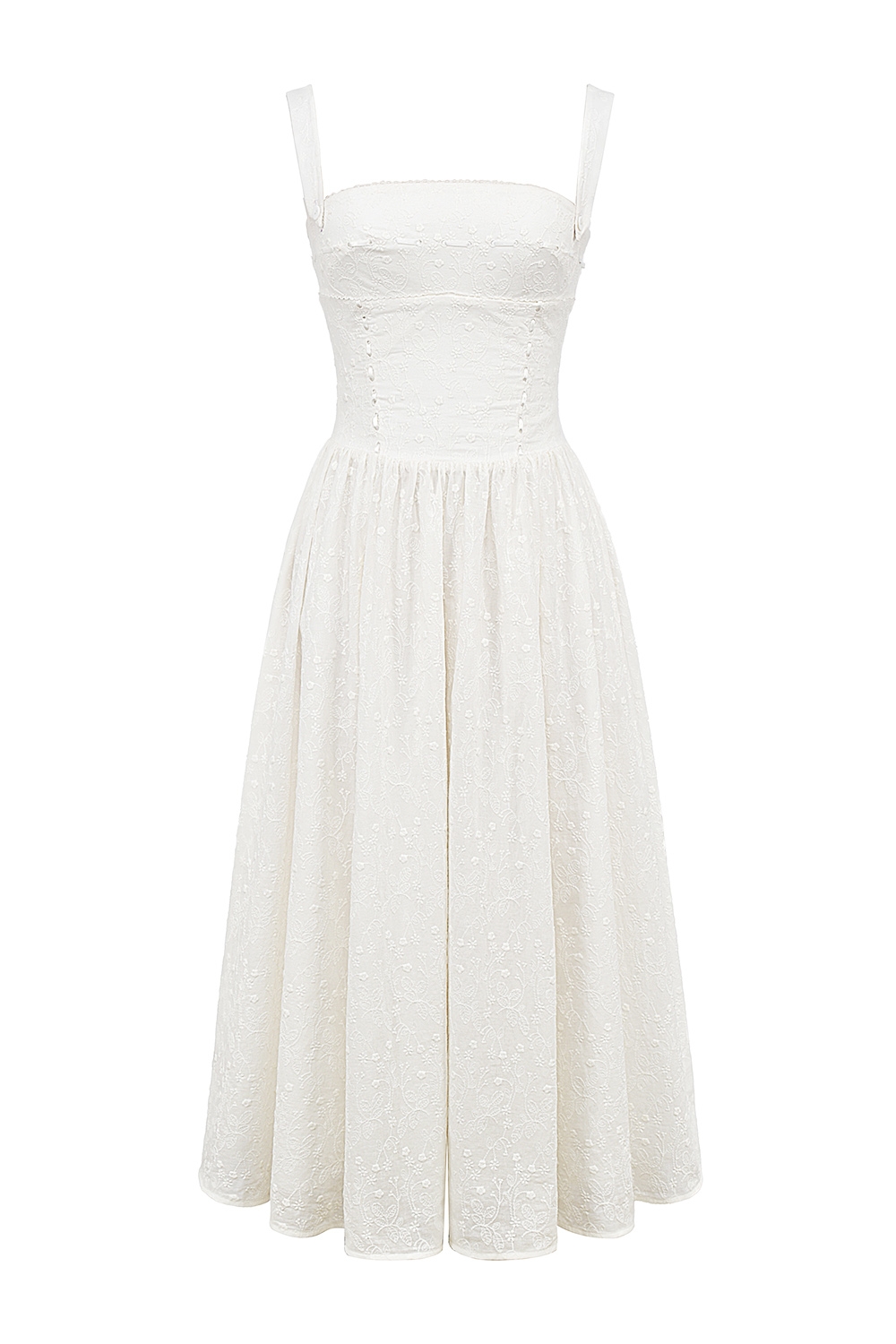 Vivien  White Broderie Anglais Midi Sundress — image 11