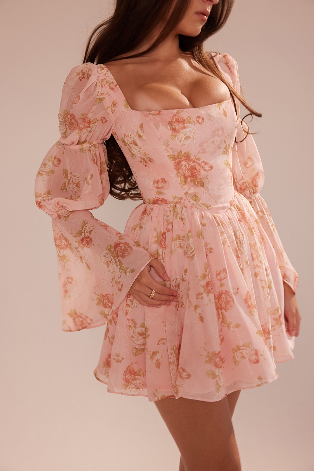Sancia  English Vintage Rose Print Puff Sleeve Mini Dress — image 2