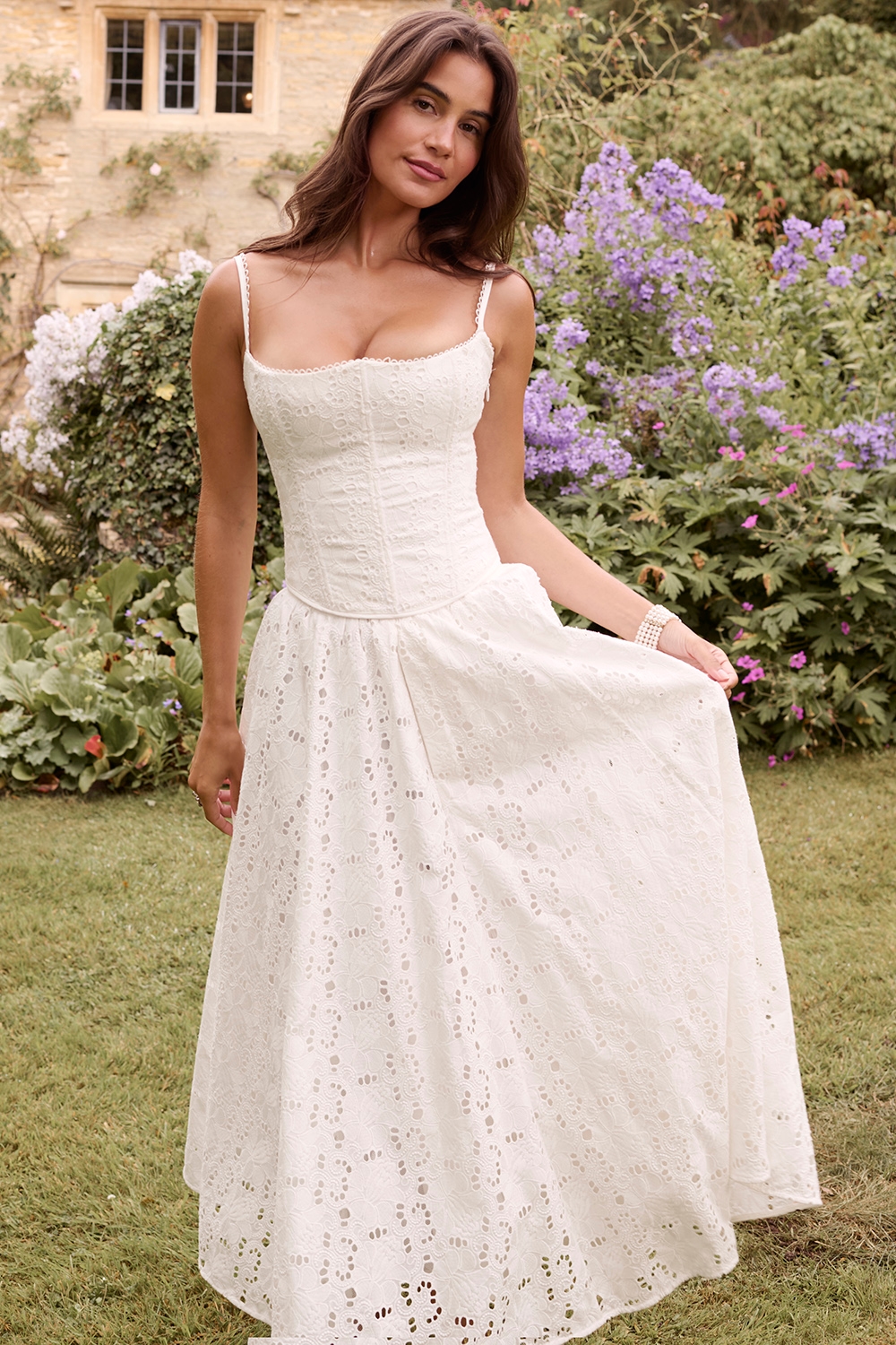 Francine  White Broderie Anglais Midi Skirt — image 2