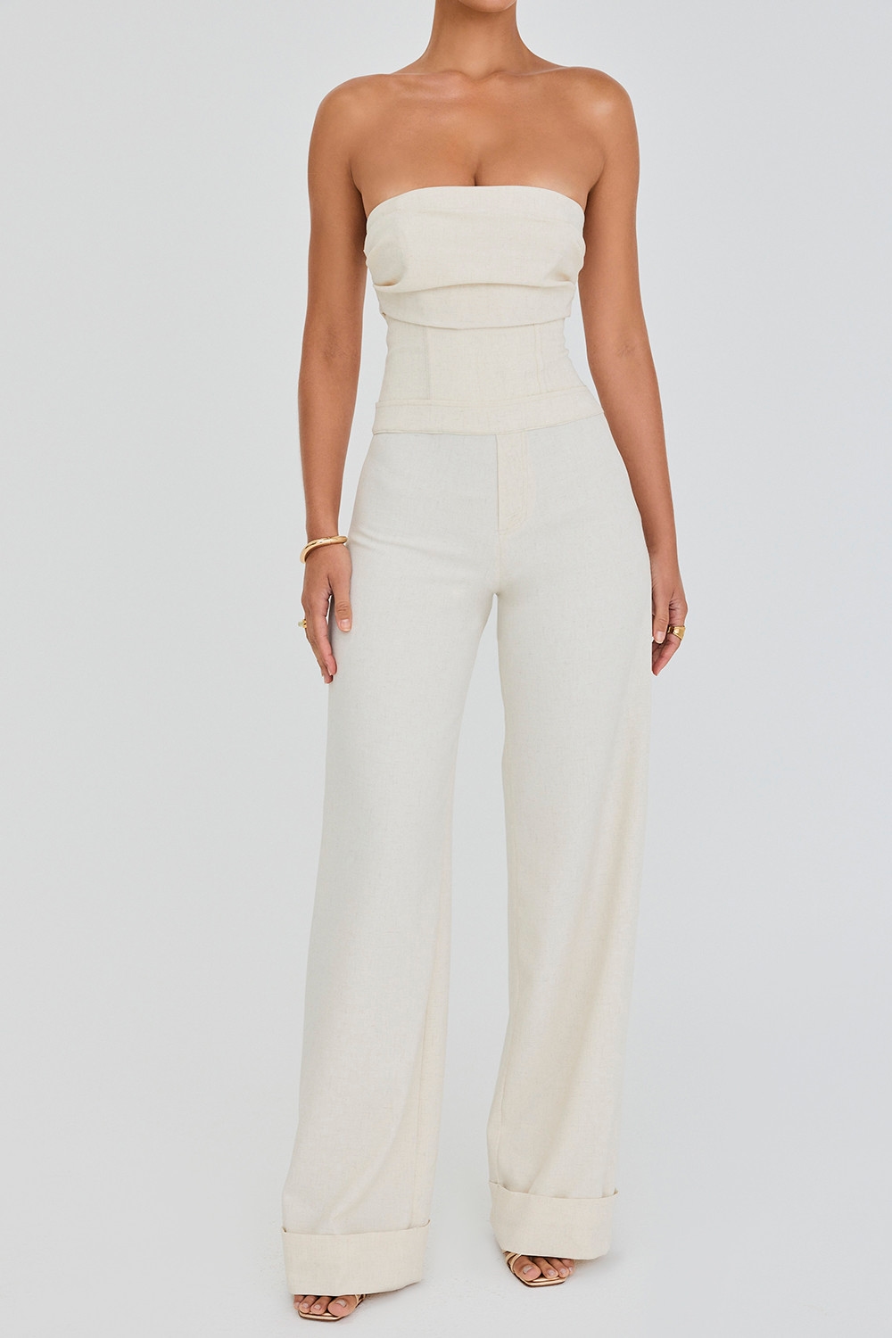 Mistress Rocks Beige Strapless Wide Leg Jumpsuit - SALE — image 3
