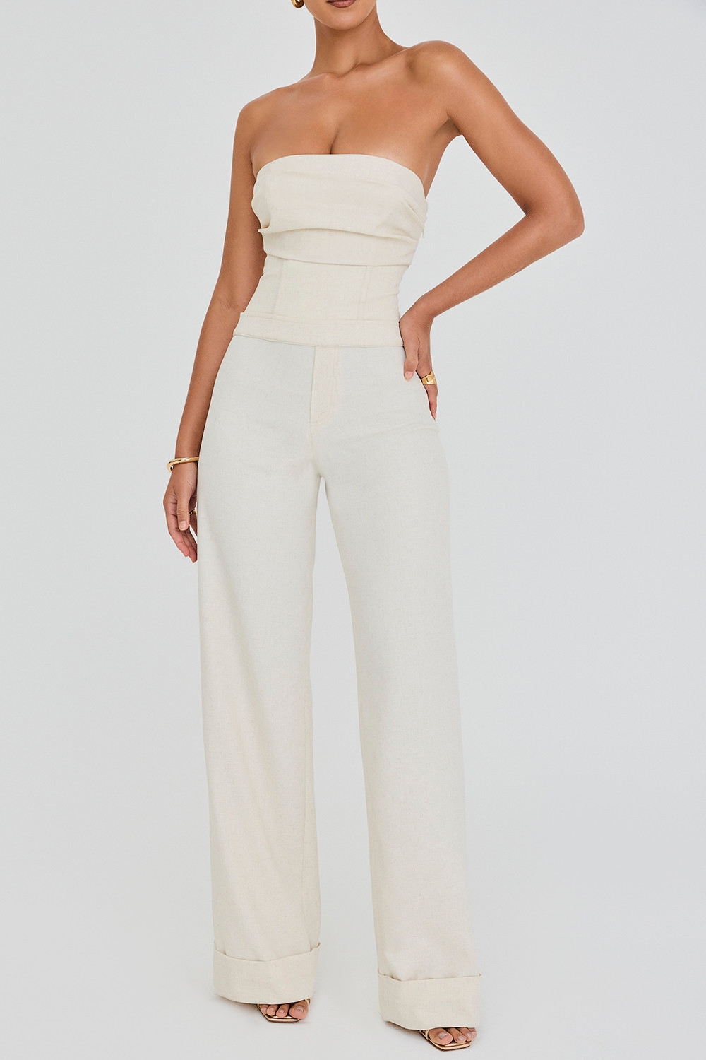 Mistress Rocks Beige Strapless Wide Leg Jumpsuit - SALE — image 5