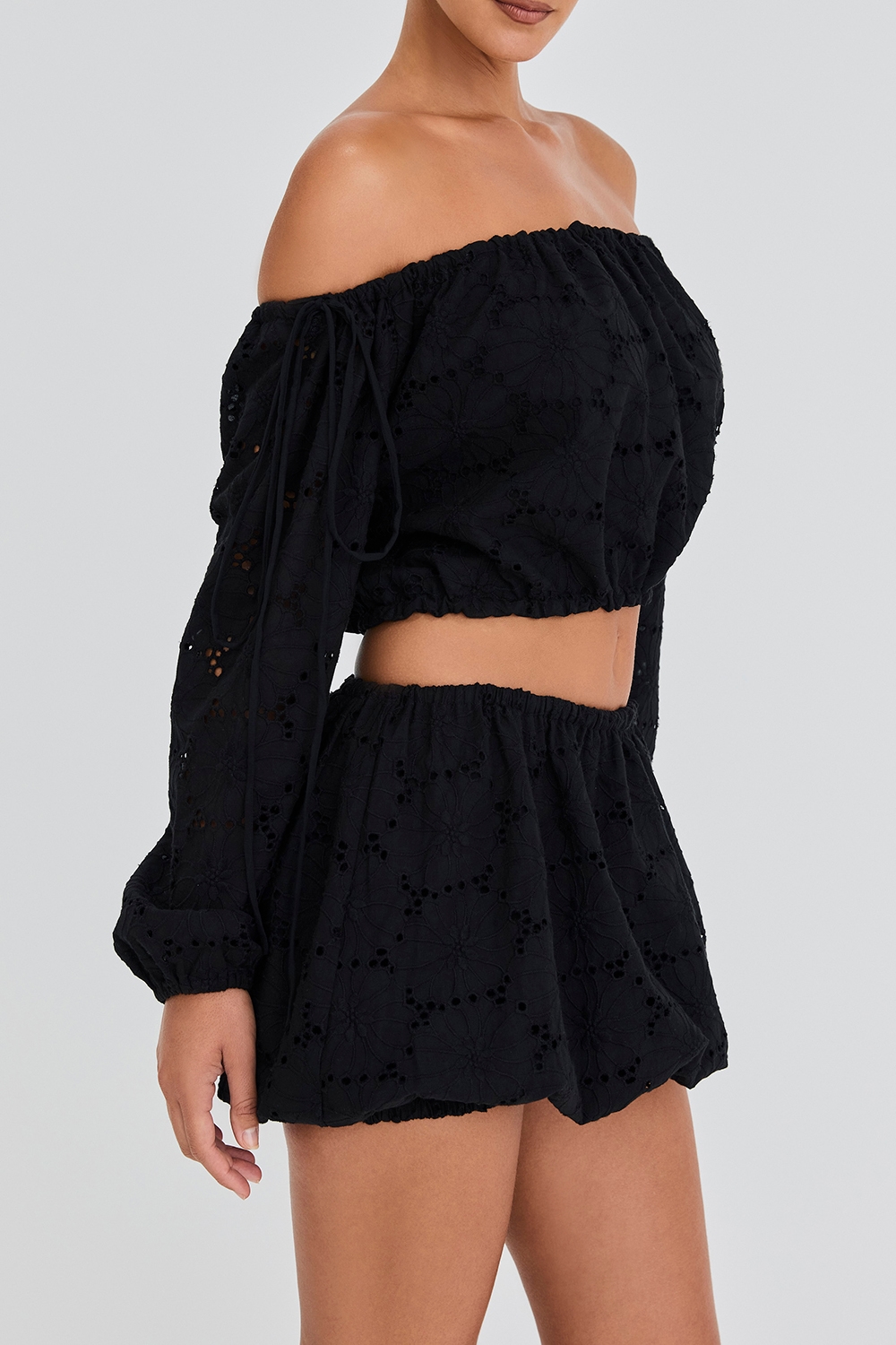 Mistress Rocks Black Broderie Cotton Off Shoulder Top - SALE — image 6