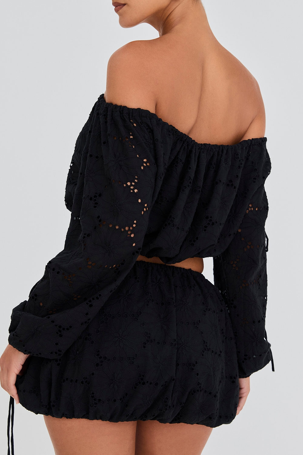 Mistress Rocks Black Broderie Cotton Off Shoulder Top - SALE — image 7