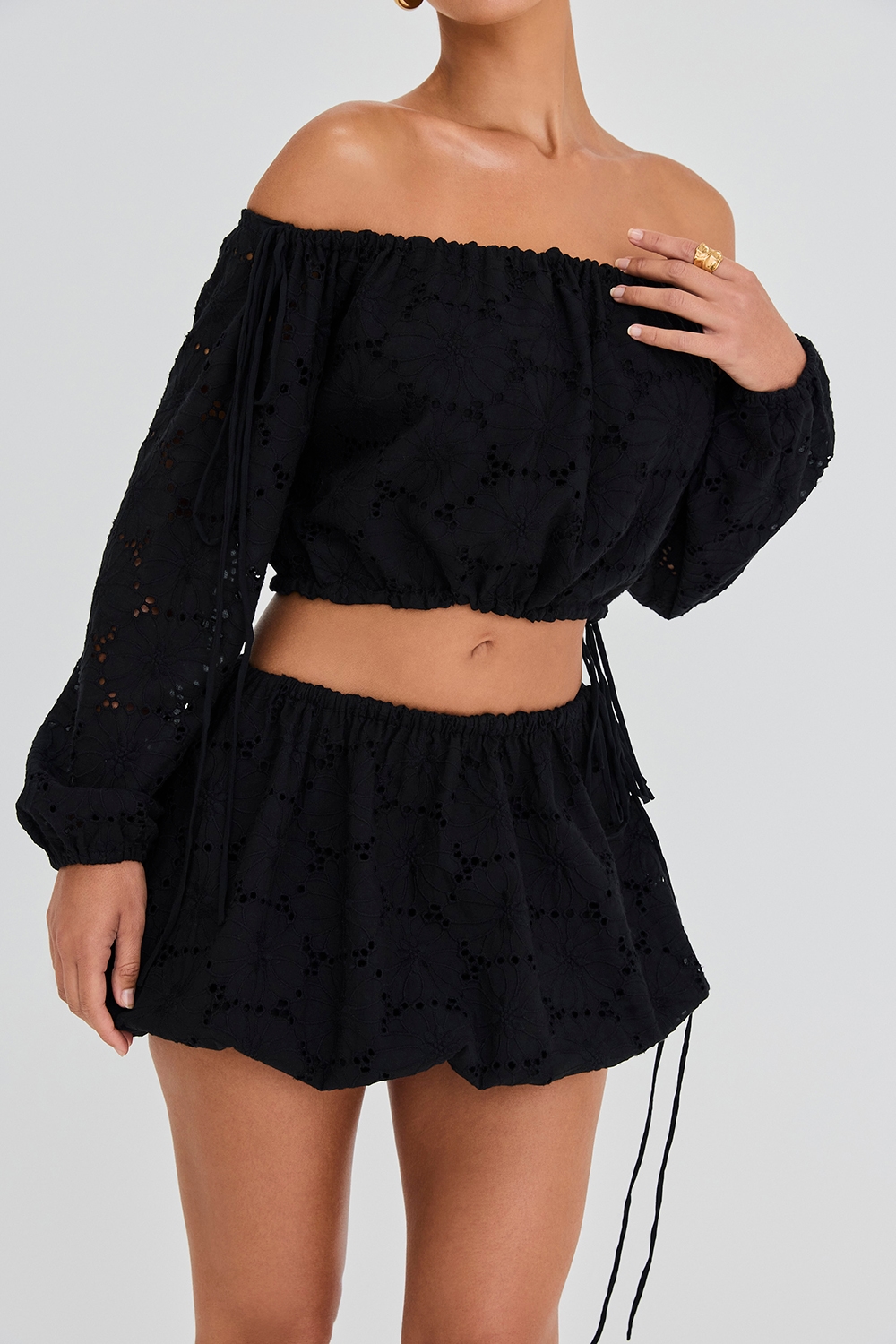 Mistress Rocks Black Broderie Cotton Puff Ball Skirt - SALE — image 4