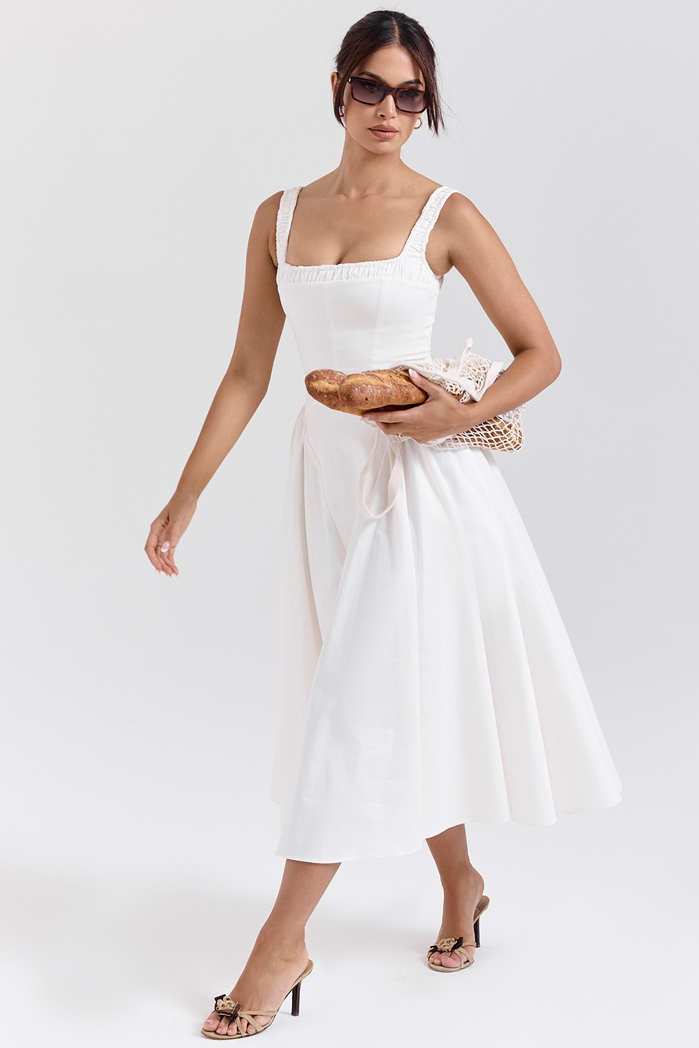Dorothy  White Cotton Midi Sundress — image 6