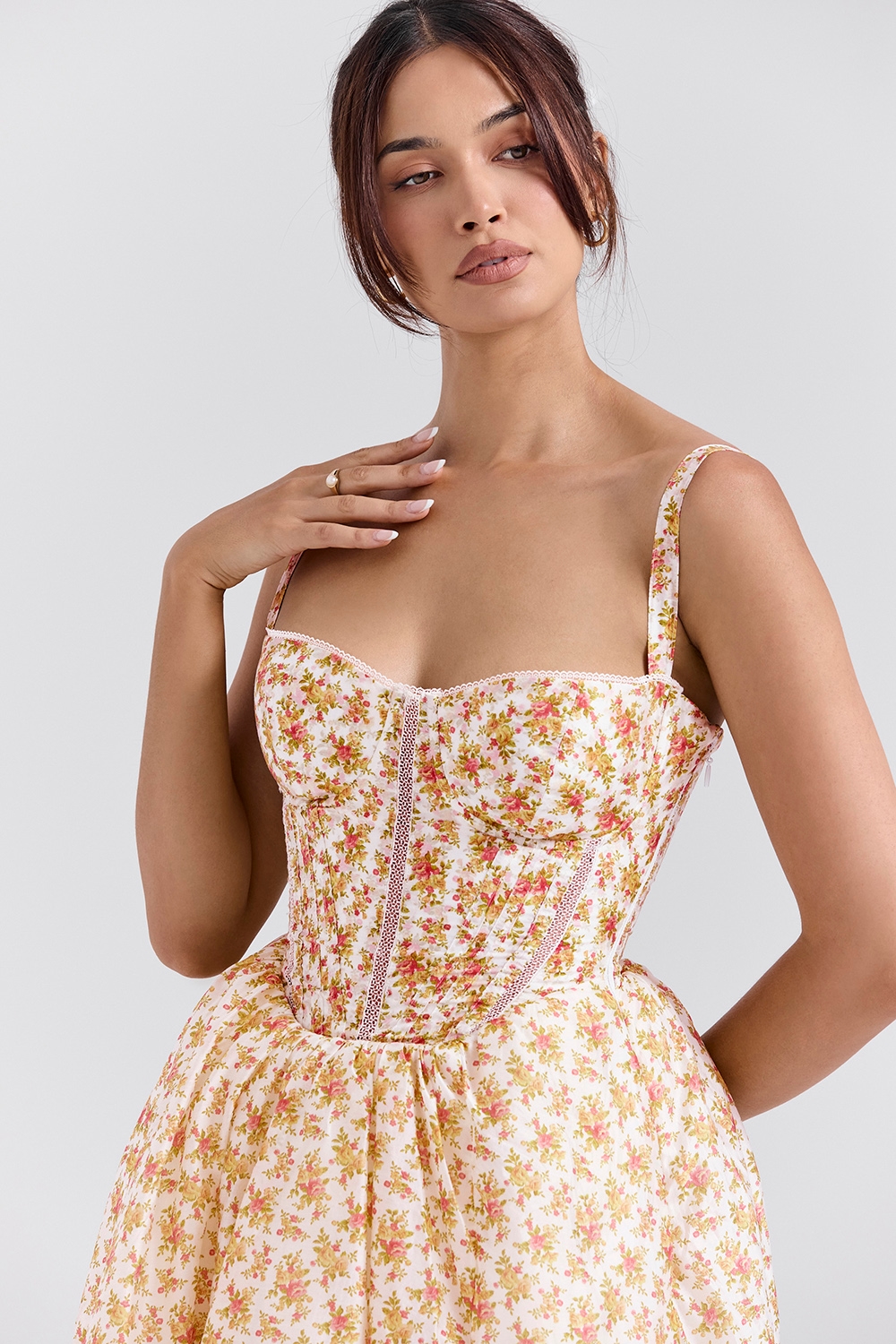 Kelly  Royal Rose Print Corset Midi Sundress — image 3