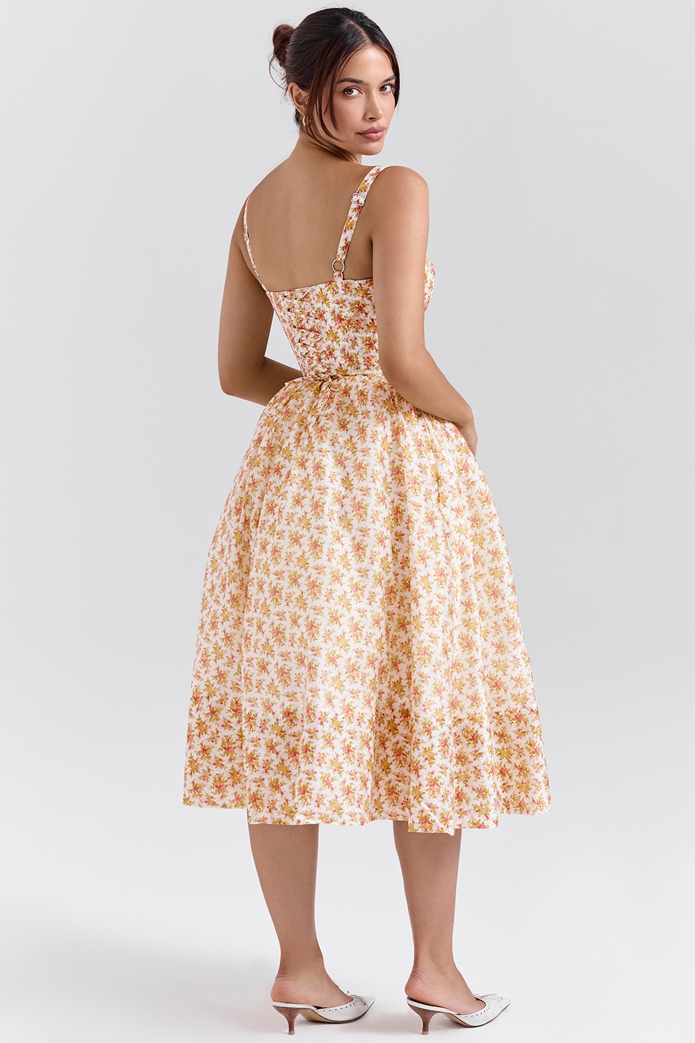 Kelly  Royal Rose Print Corset Midi Sundress — image 7
