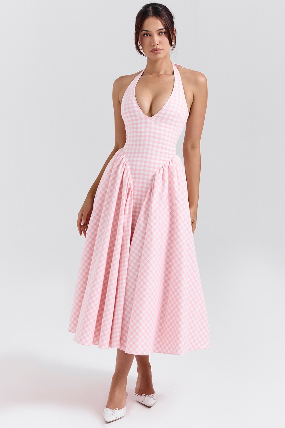Marilyn  Strawberry Shortcake Gingham Halter Midi Sundress — image 1