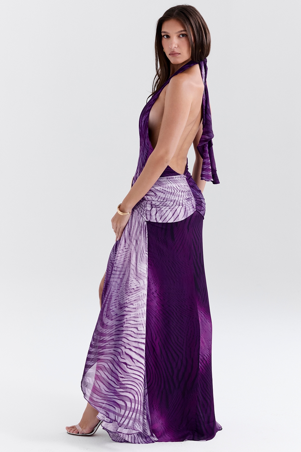 Olessia  Orchid Backless Halter Maxi Dress — image 9