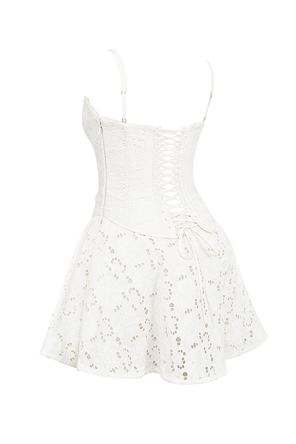 Elara  White Broderie Anglais Mini Dress — image 13