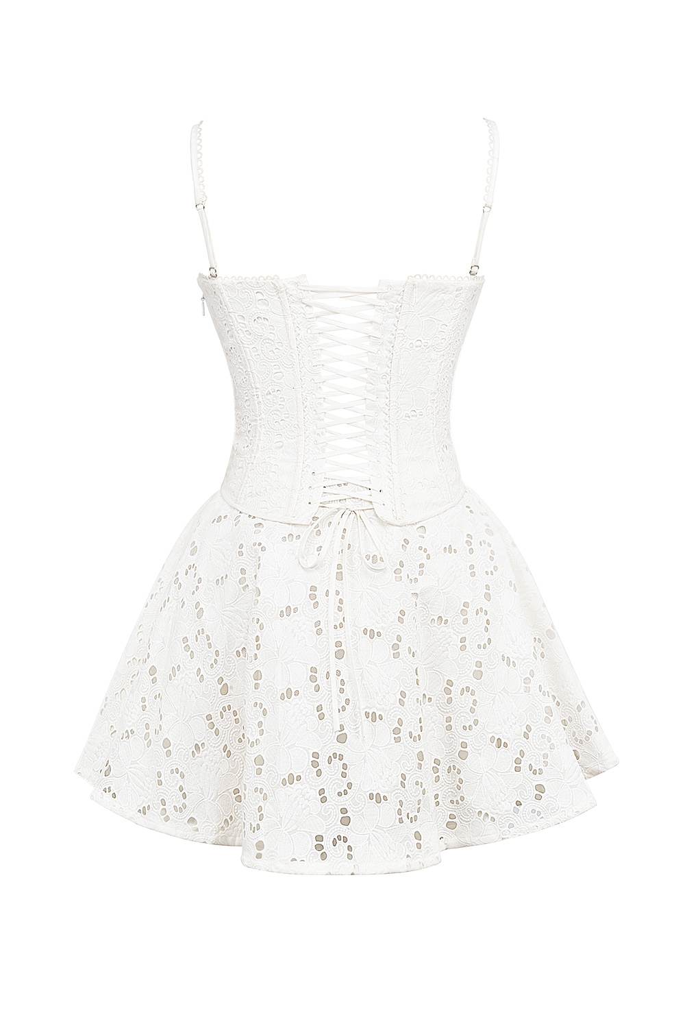 Elara  White Broderie Anglais Mini Dress — image 14