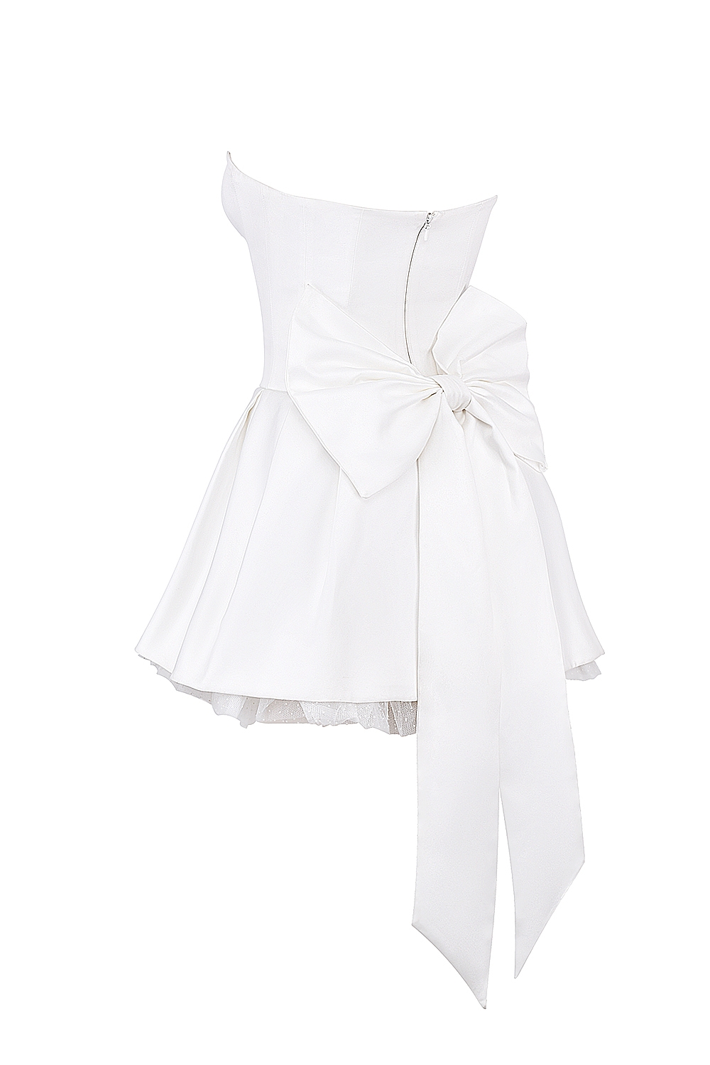 Noele  White Satin Strapless Bow Mini Gown — image 14