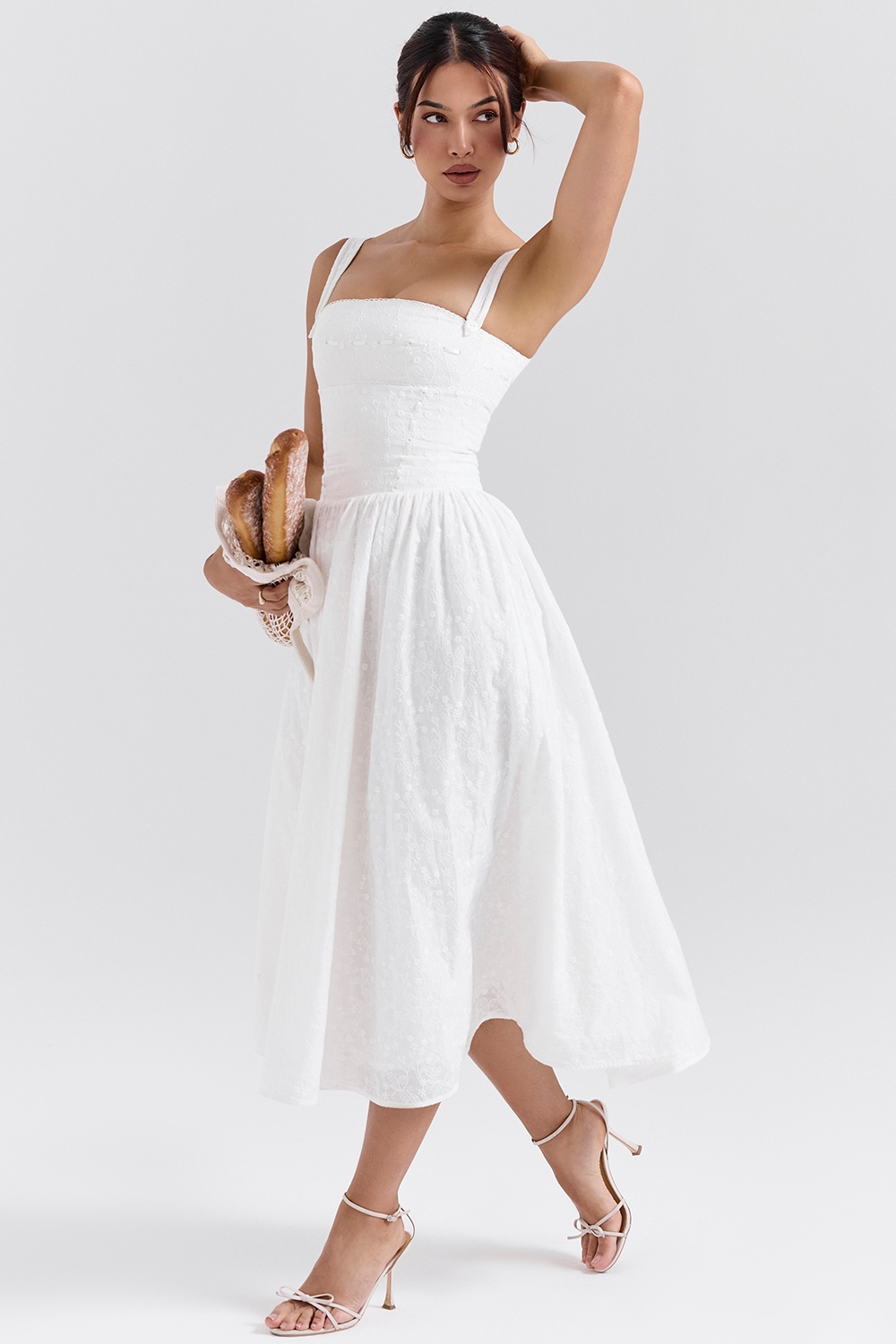 Vivien  White Broderie Anglais Midi Sundress — image 5