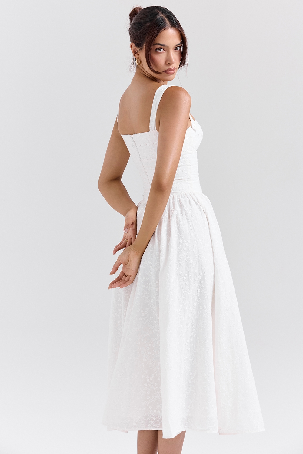 Vivien  White Broderie Anglais Midi Sundress — image 8