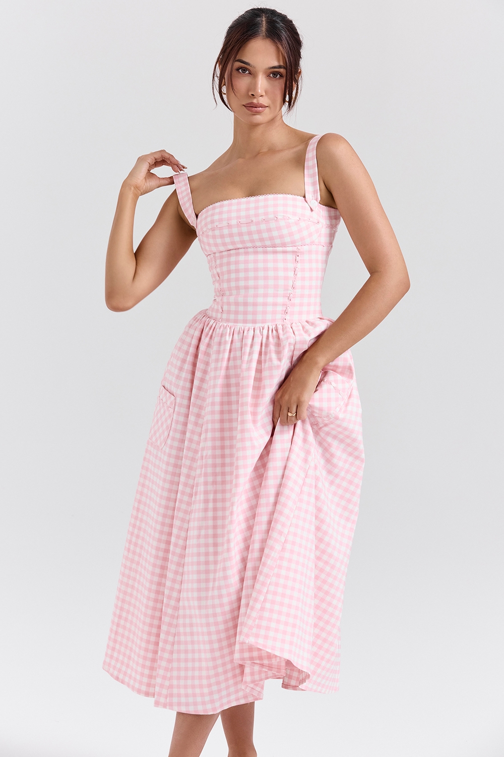 Vivien  Strawberry Shortcake Gingham Midi Sundress — image 3