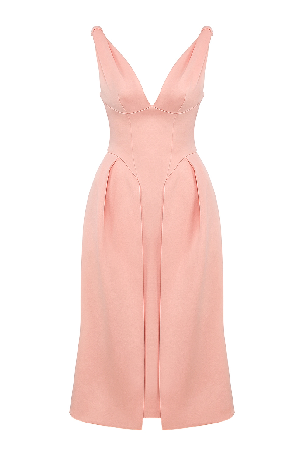 Paloma  Peach Satin Pleated Midi Dress — image 15