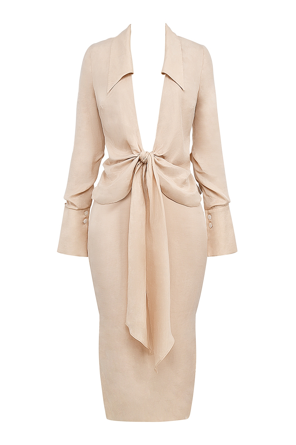 Nevaeh  Almond Plunge Shirt Midi Dress — image 10