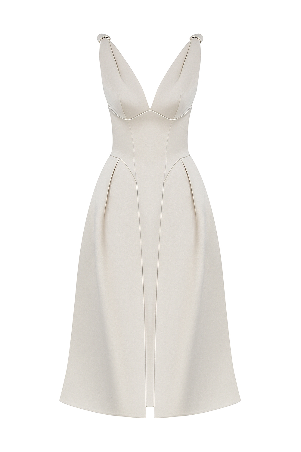 Paloma  Vintage Cream Satin Pleated Midi Dress — image 9
