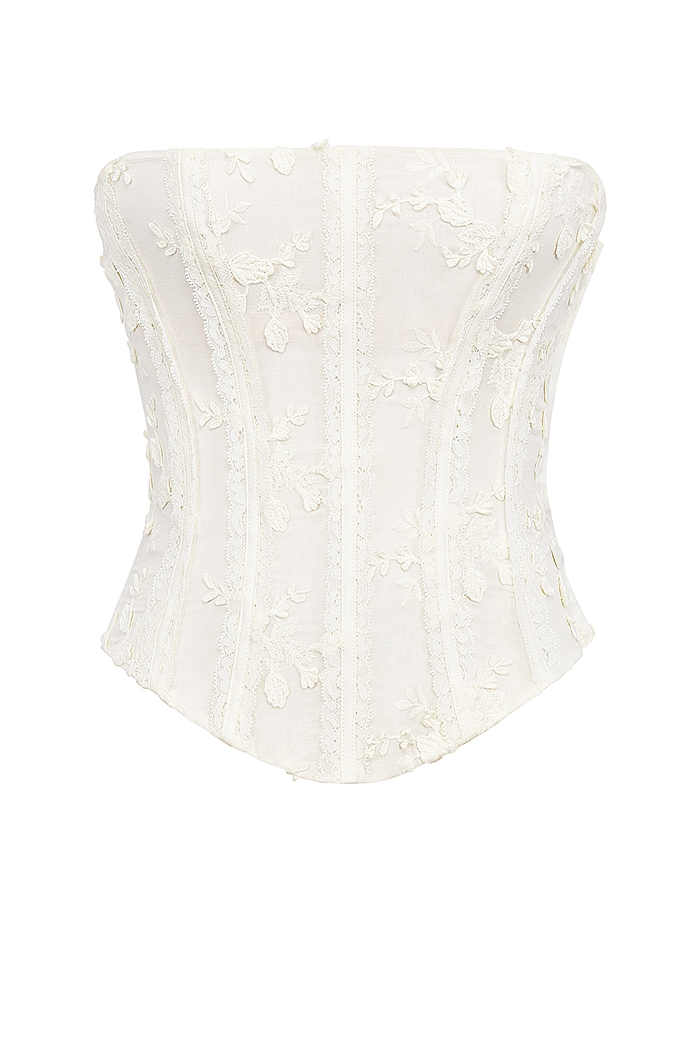 Dakota  Vintage Ivory Embroidered Strapless Corset — image 7