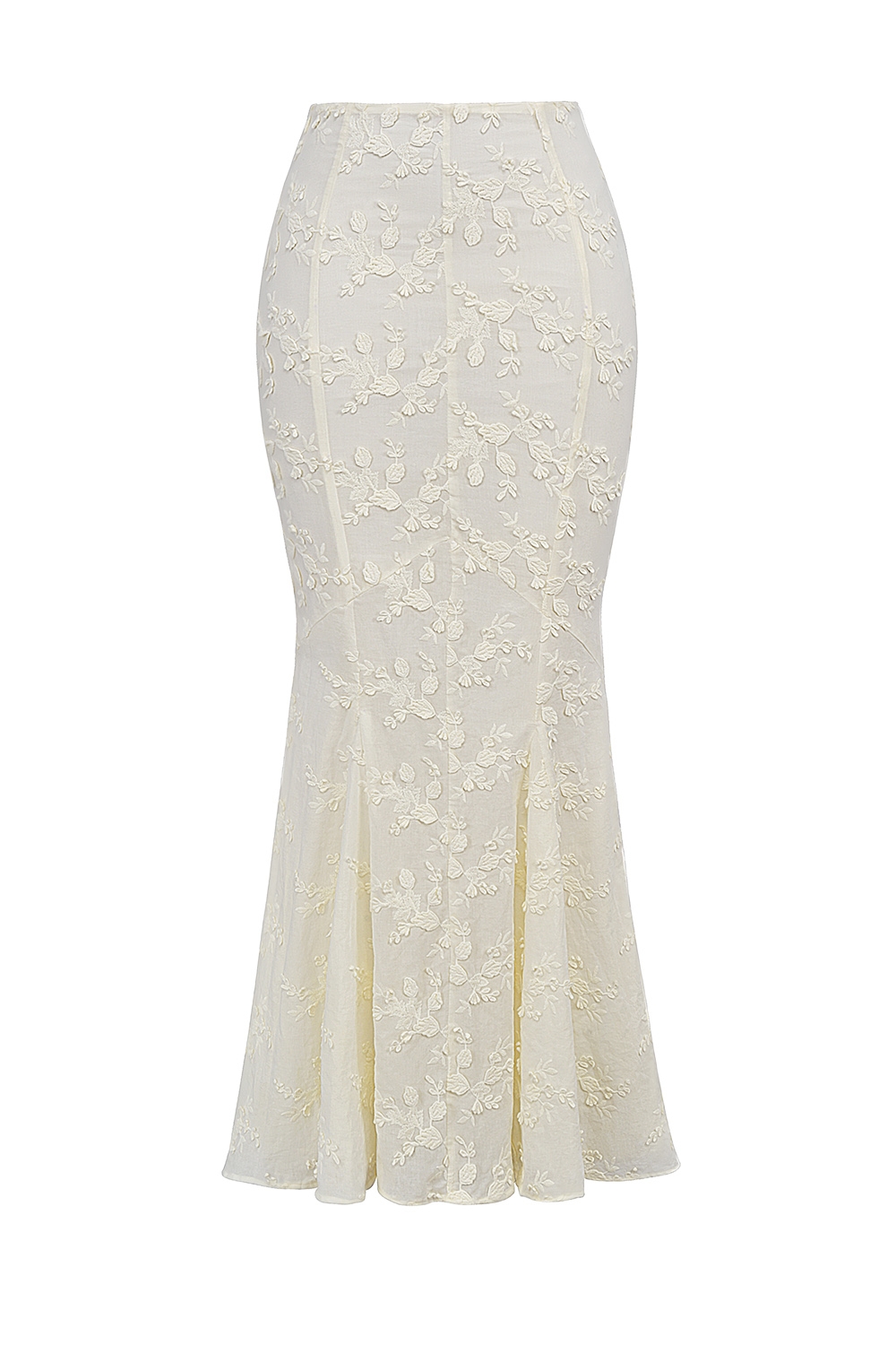 Veronica  Vintage Ivory Embroidered Godet Maxi Skirt — image 6