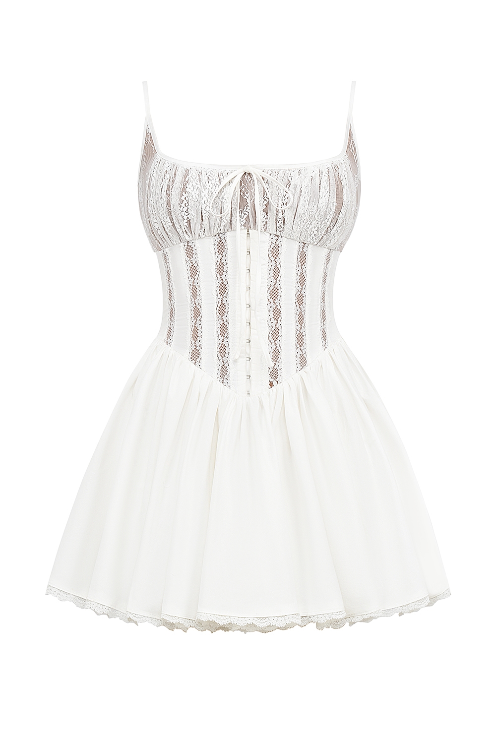 Rosaria  White Cotton Corset Mini Dress — image 11