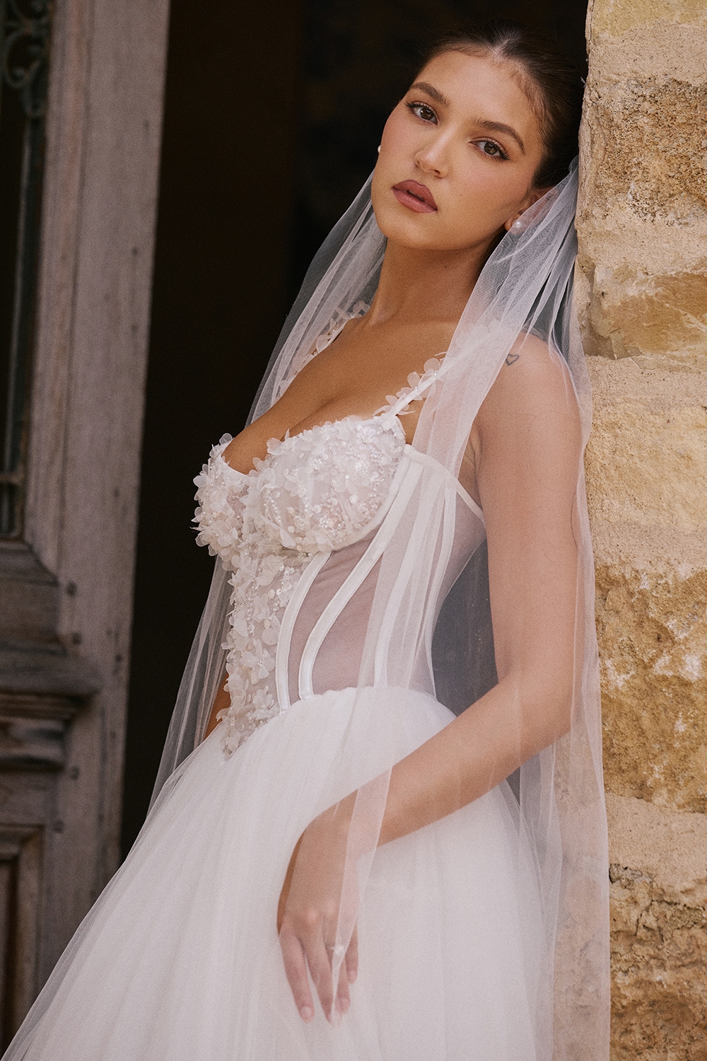 Leone  White Ultra Long Soft Tulle Veil — image 11