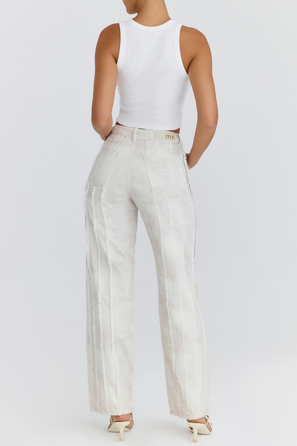 Mistress Rocks Cream Dusty Print Frayed Jeans - SALE — image 7