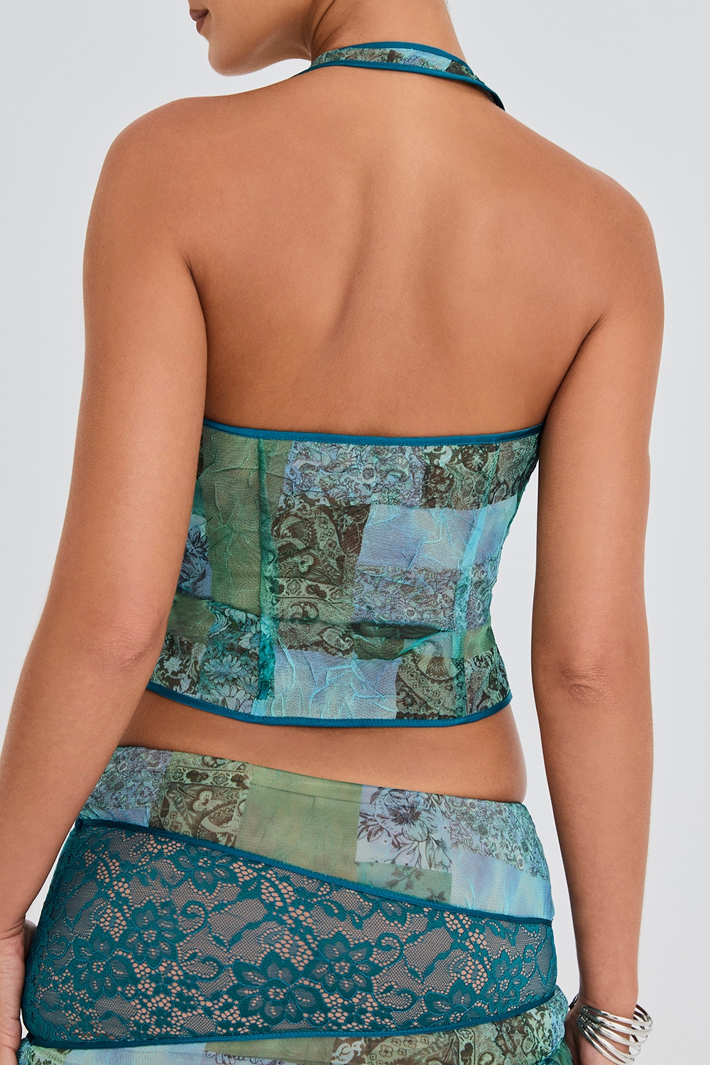 Mistress Rocks Ocean Teal Print Wrap Halter Top - SALE — image 9
