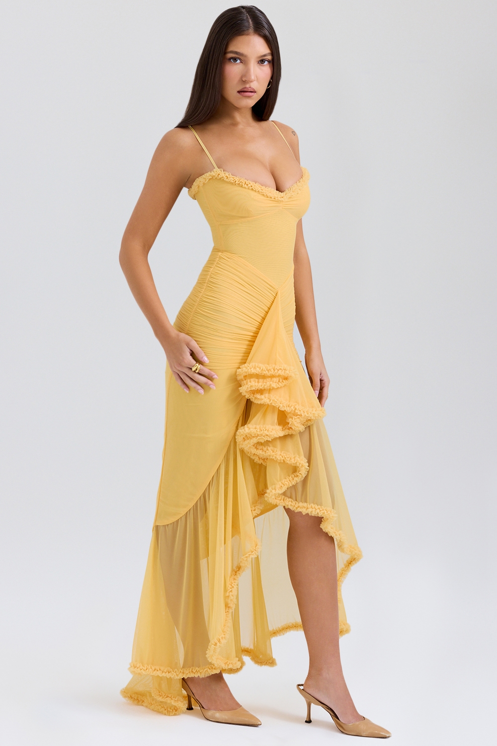 Gabbi  Apricot Ruffled Front Gown — image 6