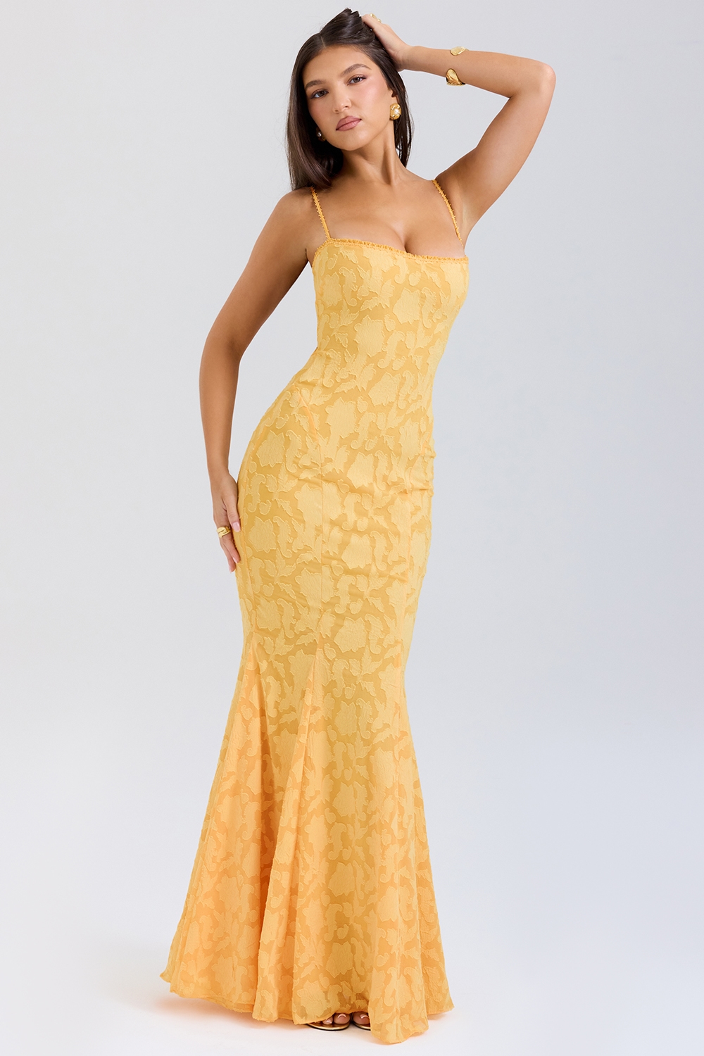 Joan  Apricot Lace Up Back Maxi Dress — image 6