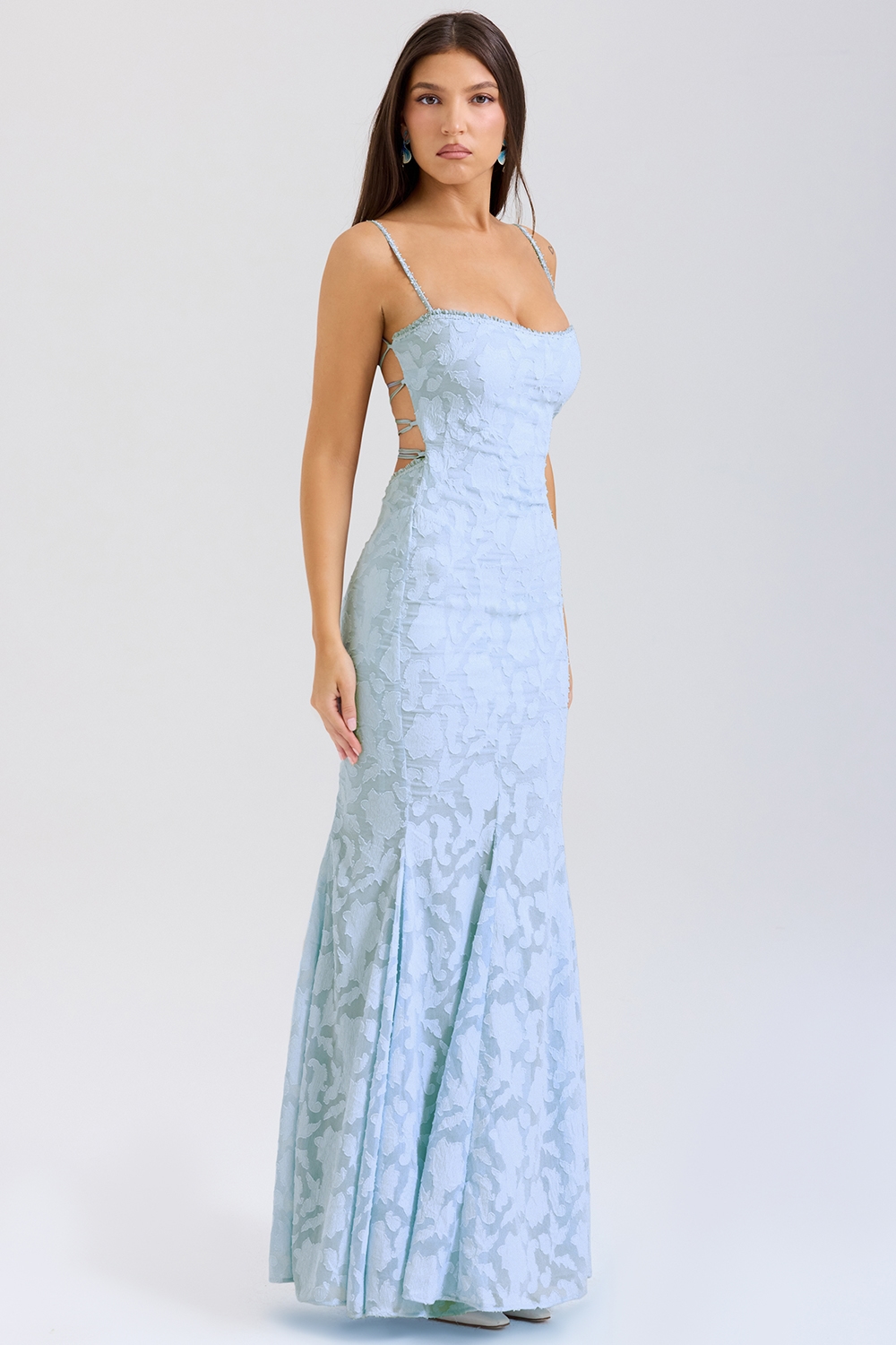 Joan  Bluebell Lace Up Back Maxi Dress — image 5