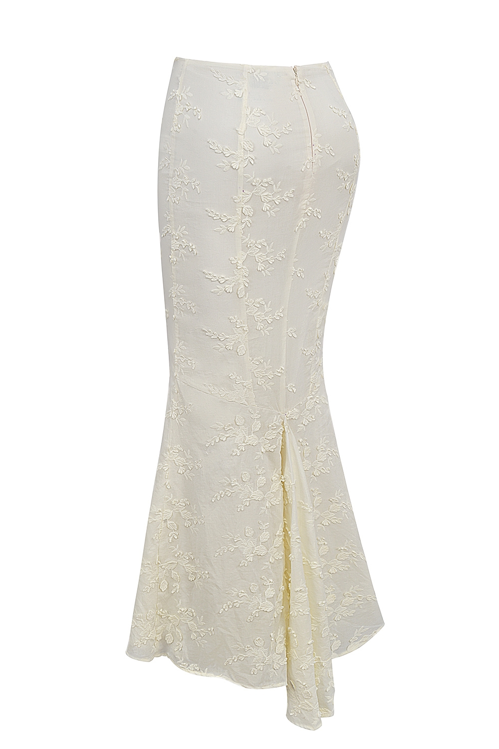 Veronica  Vintage Ivory Embroidered Godet Maxi Skirt — image 7