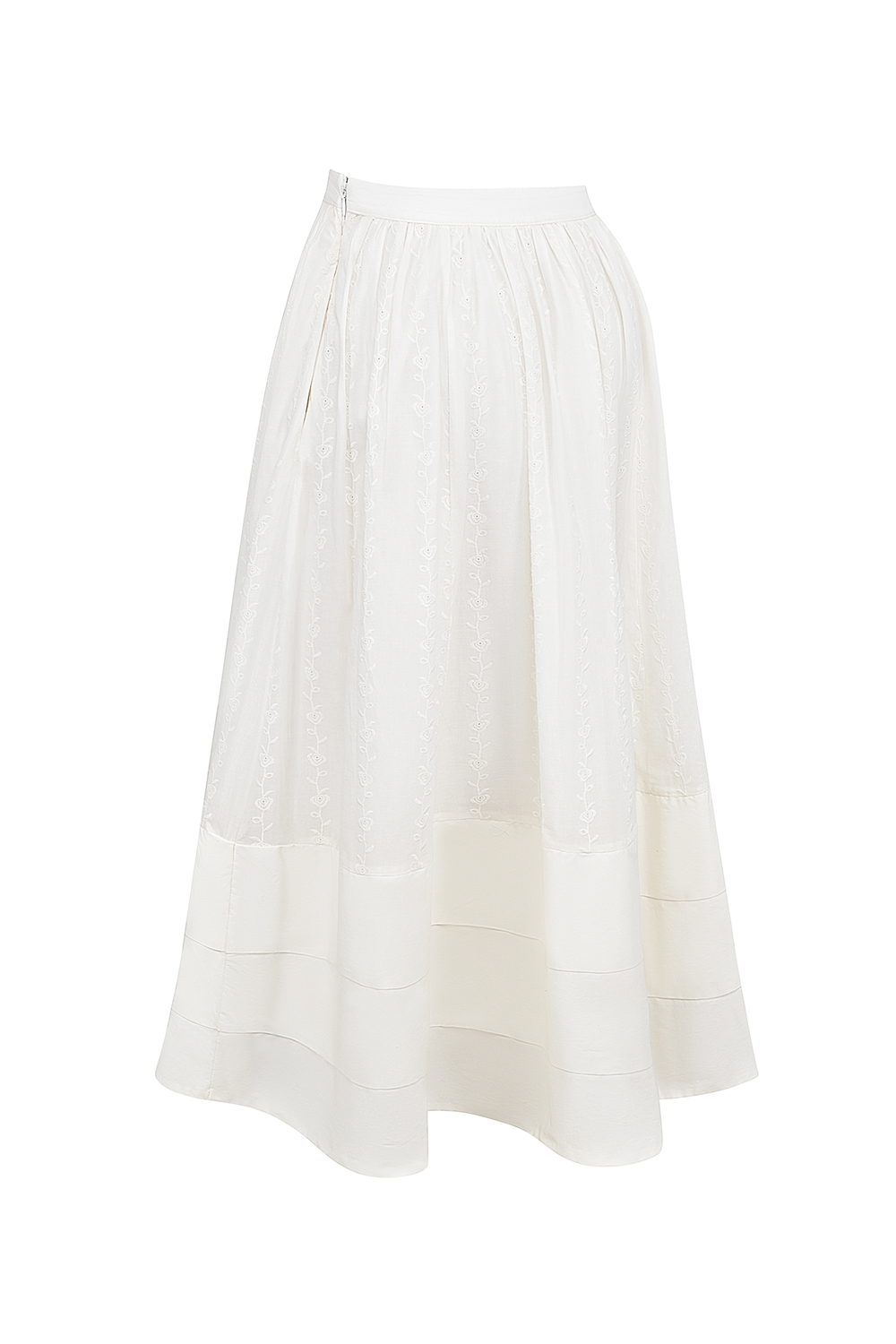 Augustine  White Embroidered Cotton Midi Skirt — image 14