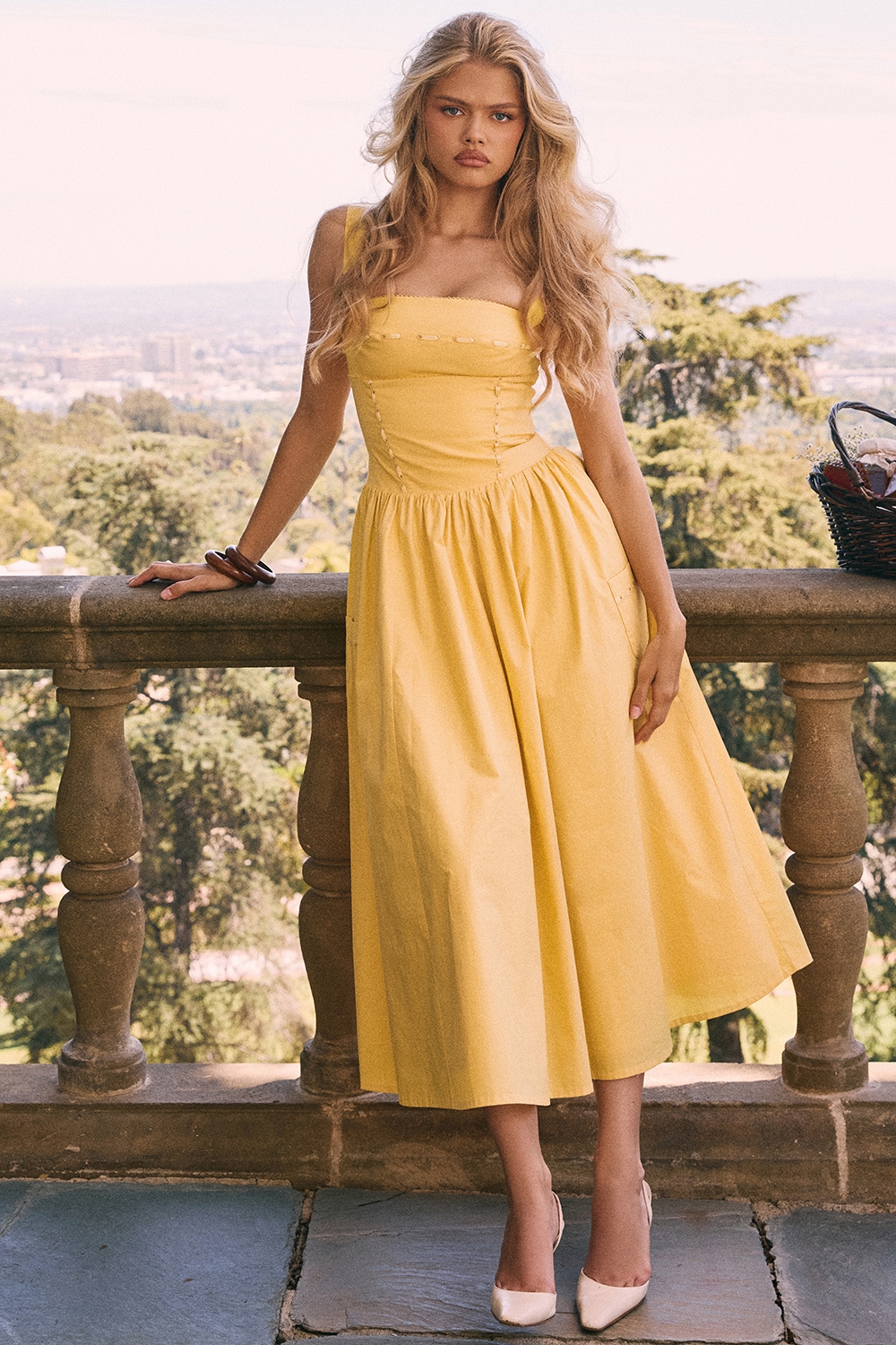 Vivien  Apricot Cotton Midi Sundress — image 10