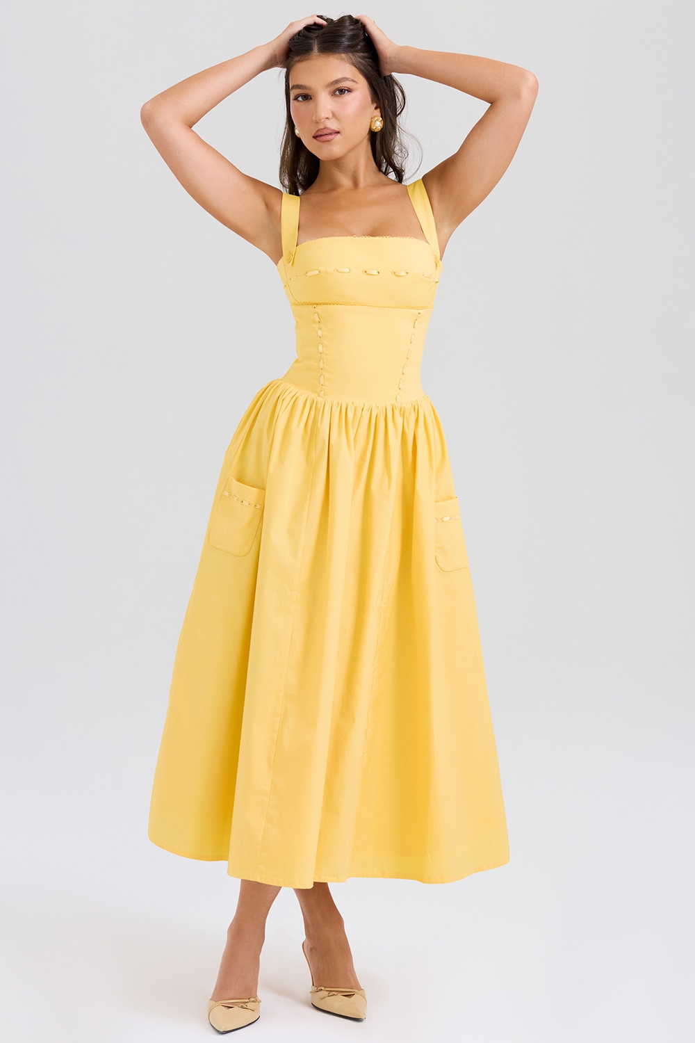 Vivien  Apricot Cotton Midi Sundress — image 5