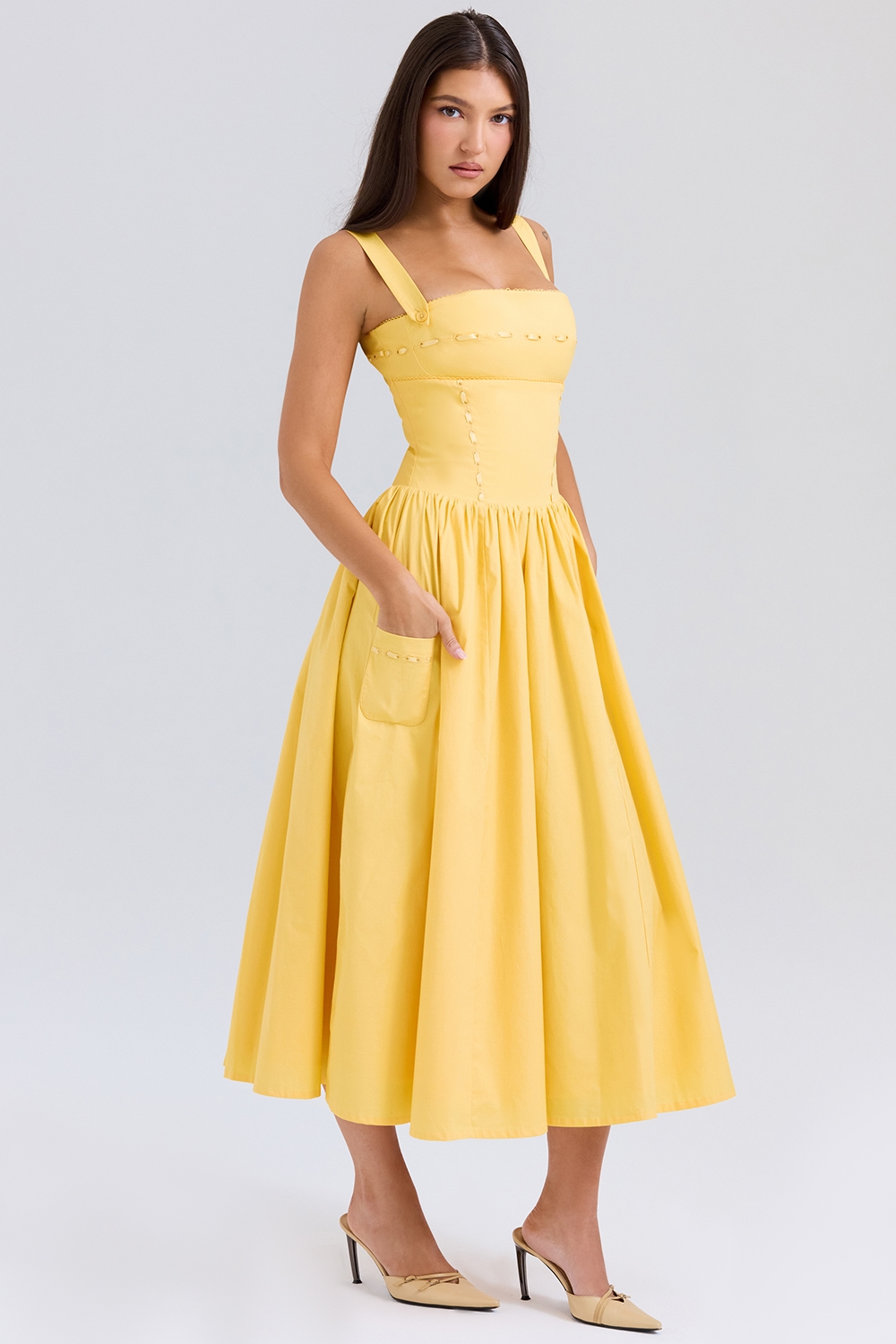 Vivien  Apricot Cotton Midi Sundress — image 6