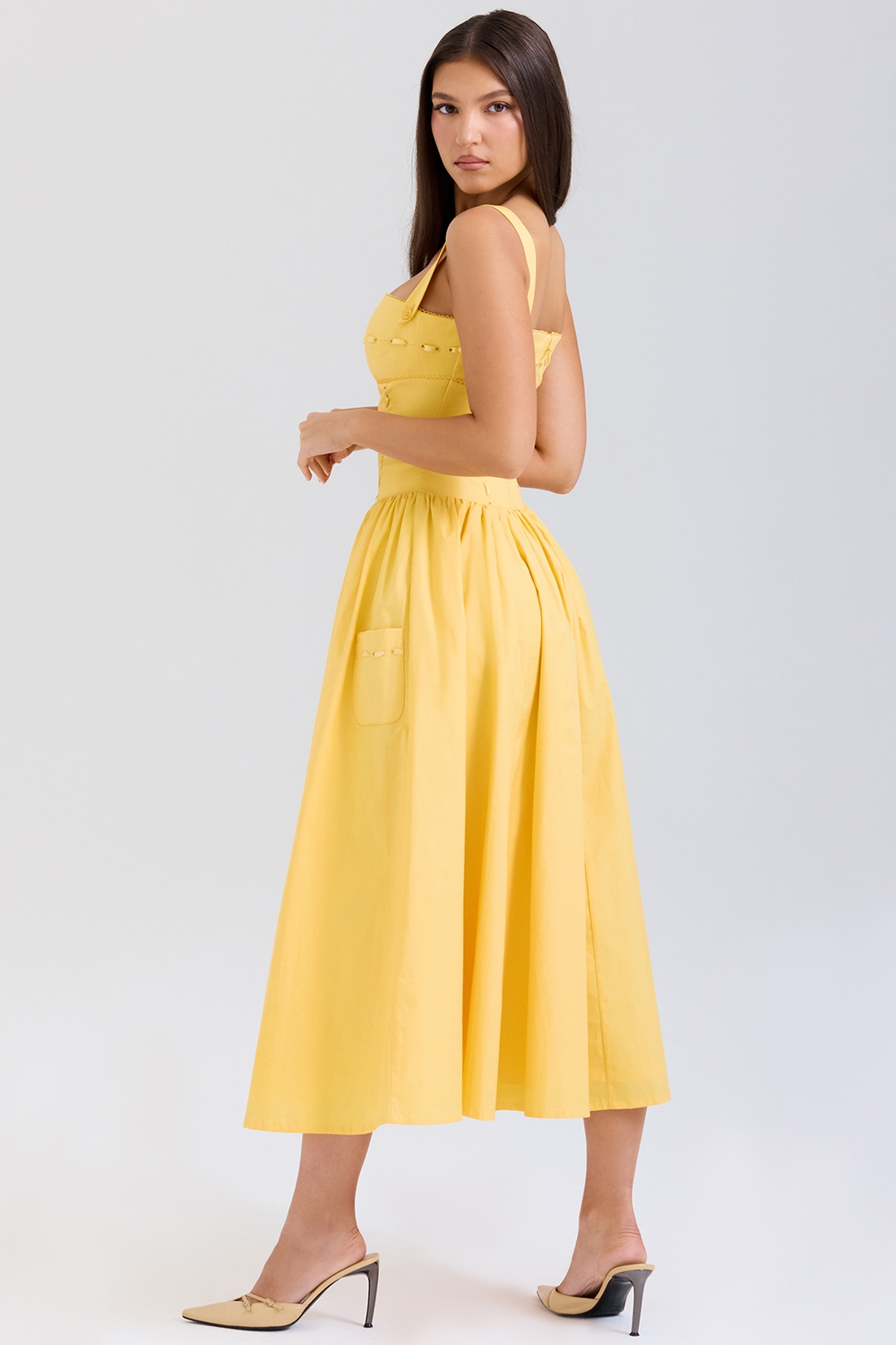 Vivien  Apricot Cotton Midi Sundress — image 8