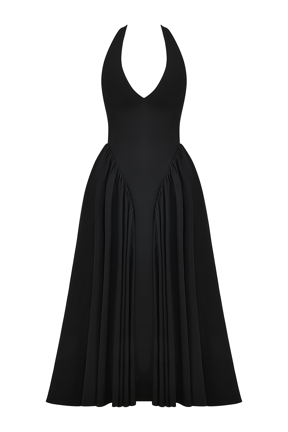 Marilyn  Black Twill Halter Midi Dress — image 12