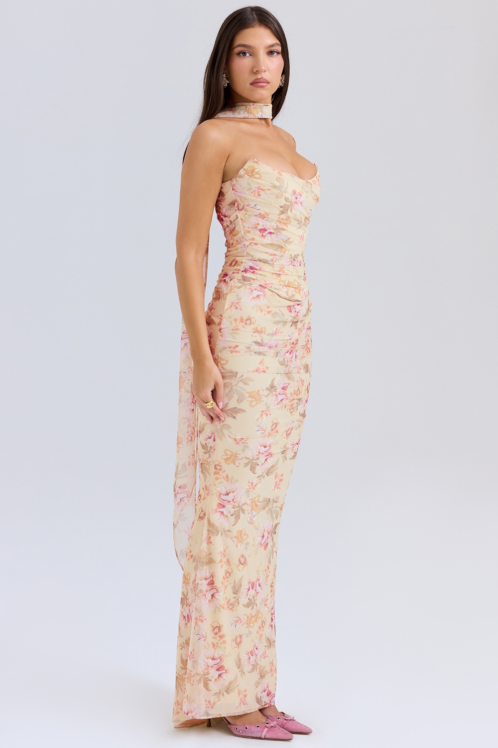 Cassidy  Honeyflower Print Fluted Hem Maxi Skirt — image 3