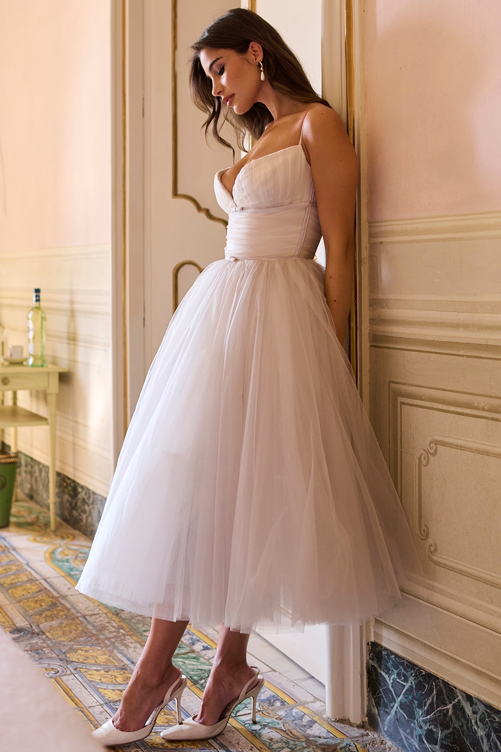 Countess  French Dove Tulle Midi Dress — image 9