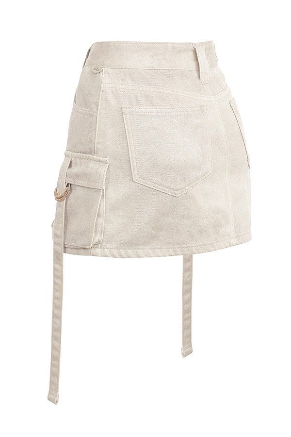 Mistress Rocks White Worn Denim Cargo Mini Skirt - SALE — image 9