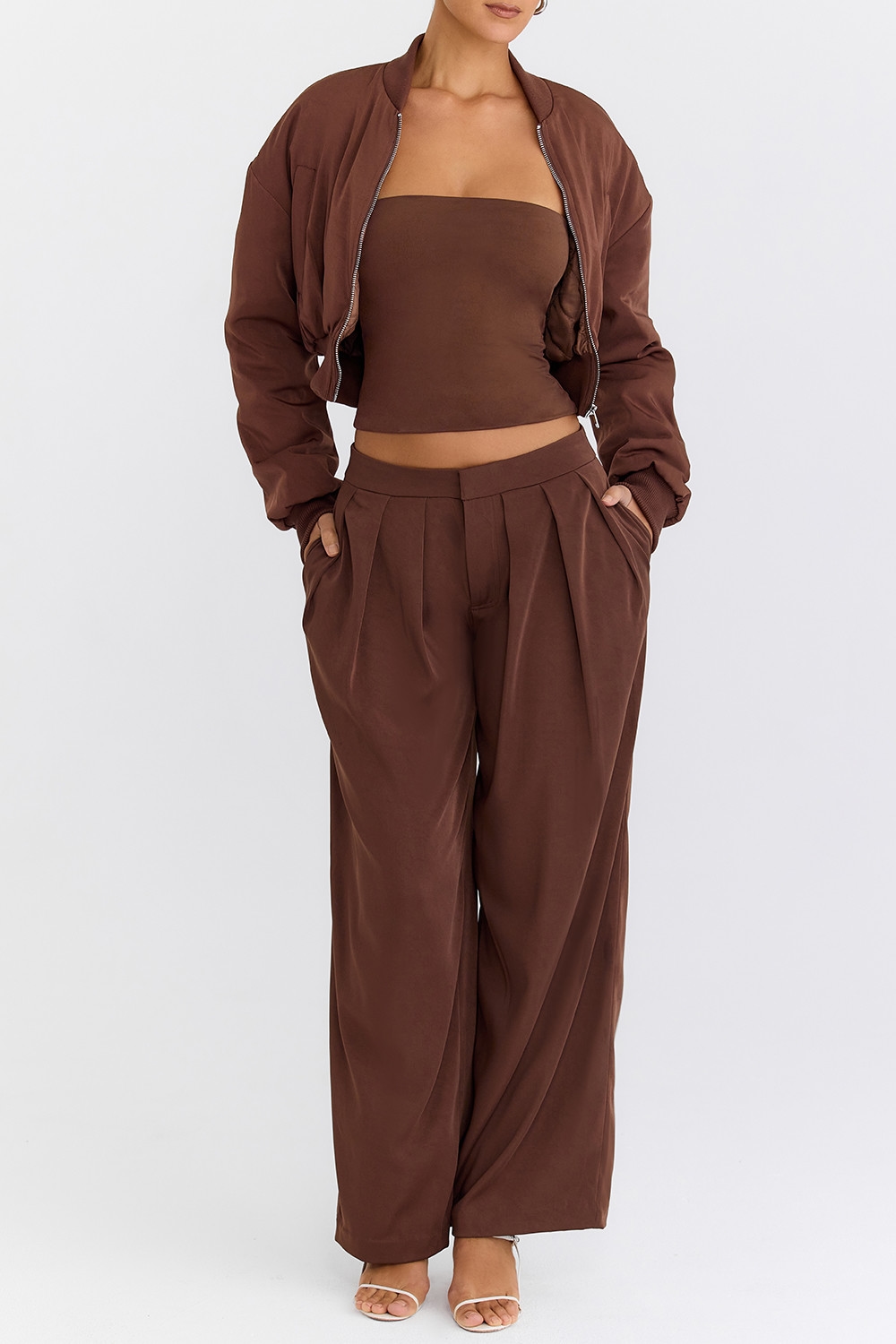 Mistress Rocks Cocoa Pleated Wide Leg Trousers - SALE — image 5