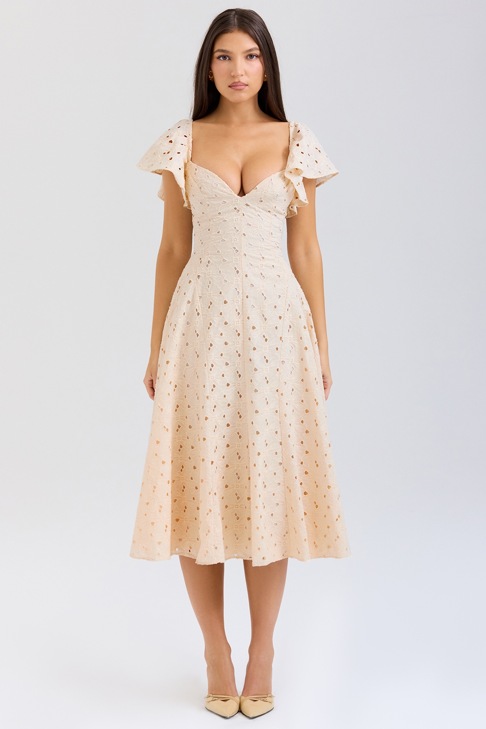 Amaya  Cream Tea Broderie Anglais Midi Dress — image 3