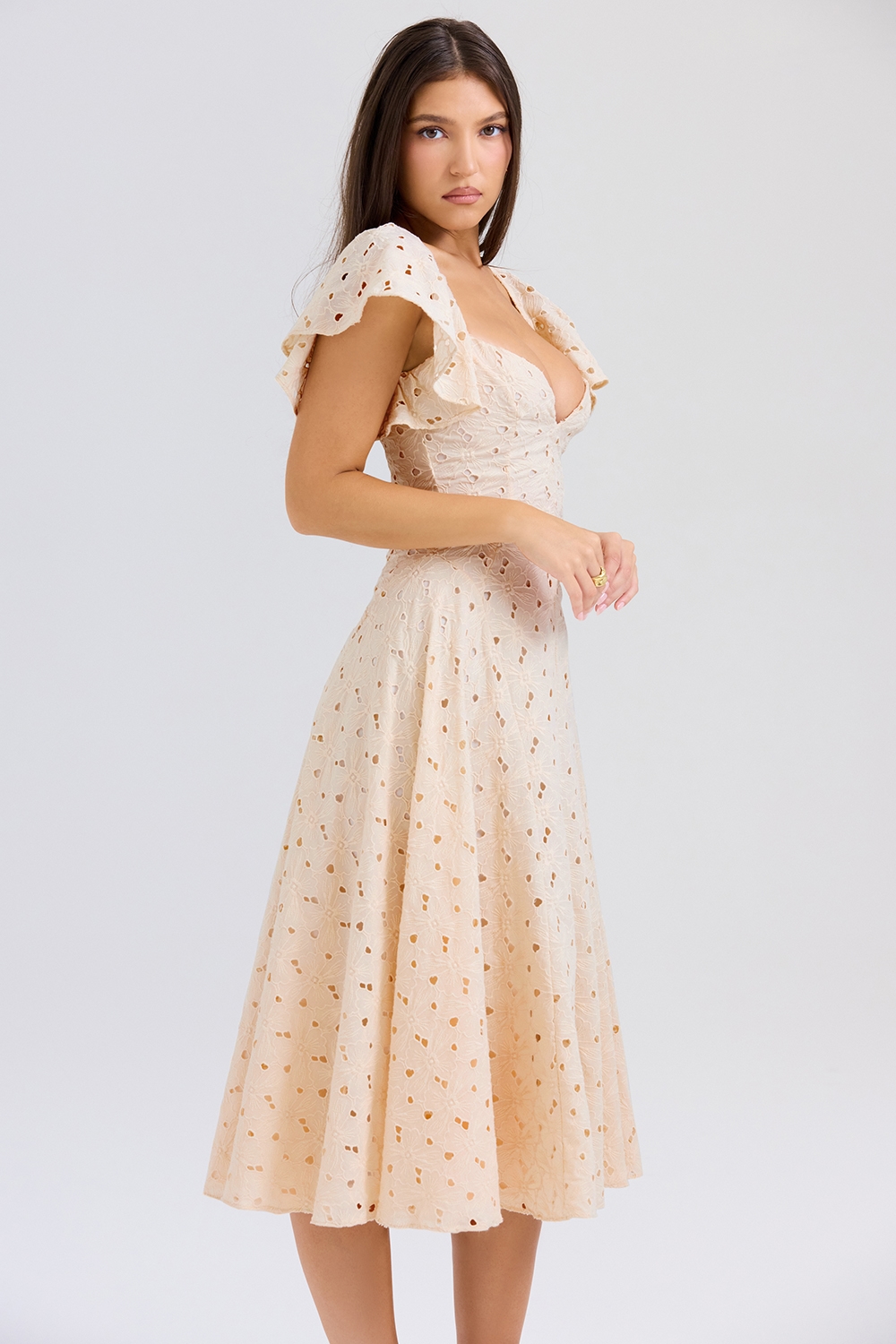 Amaya  Cream Tea Broderie Anglais Midi Dress — image 7