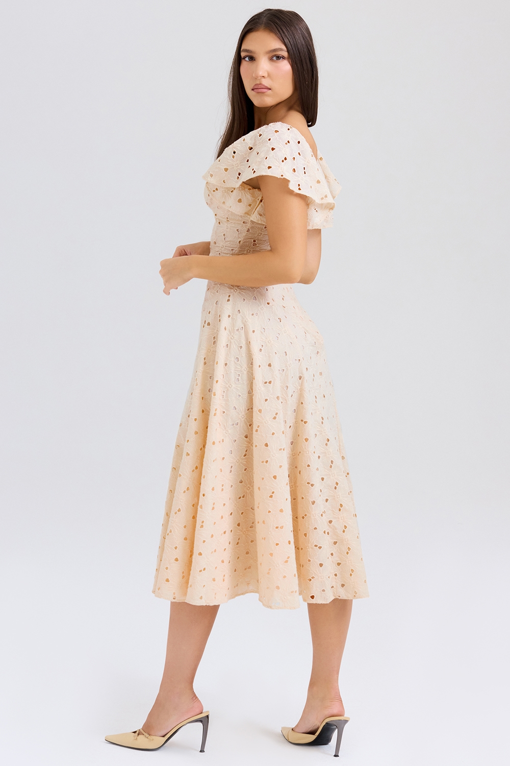 Amaya  Cream Tea Broderie Anglais Midi Dress — image 8