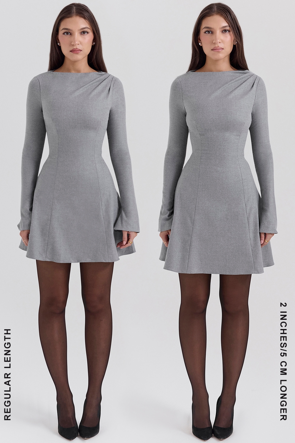 Angelique  Grey A-Line Long Sleeve Mini  Dress — image 9