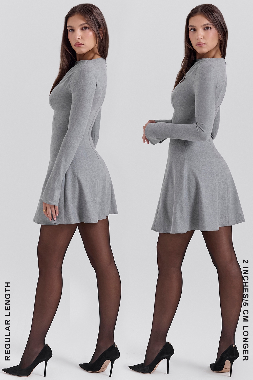 Angelique  Grey A-Line Long Sleeve Mini  Dress — image 10